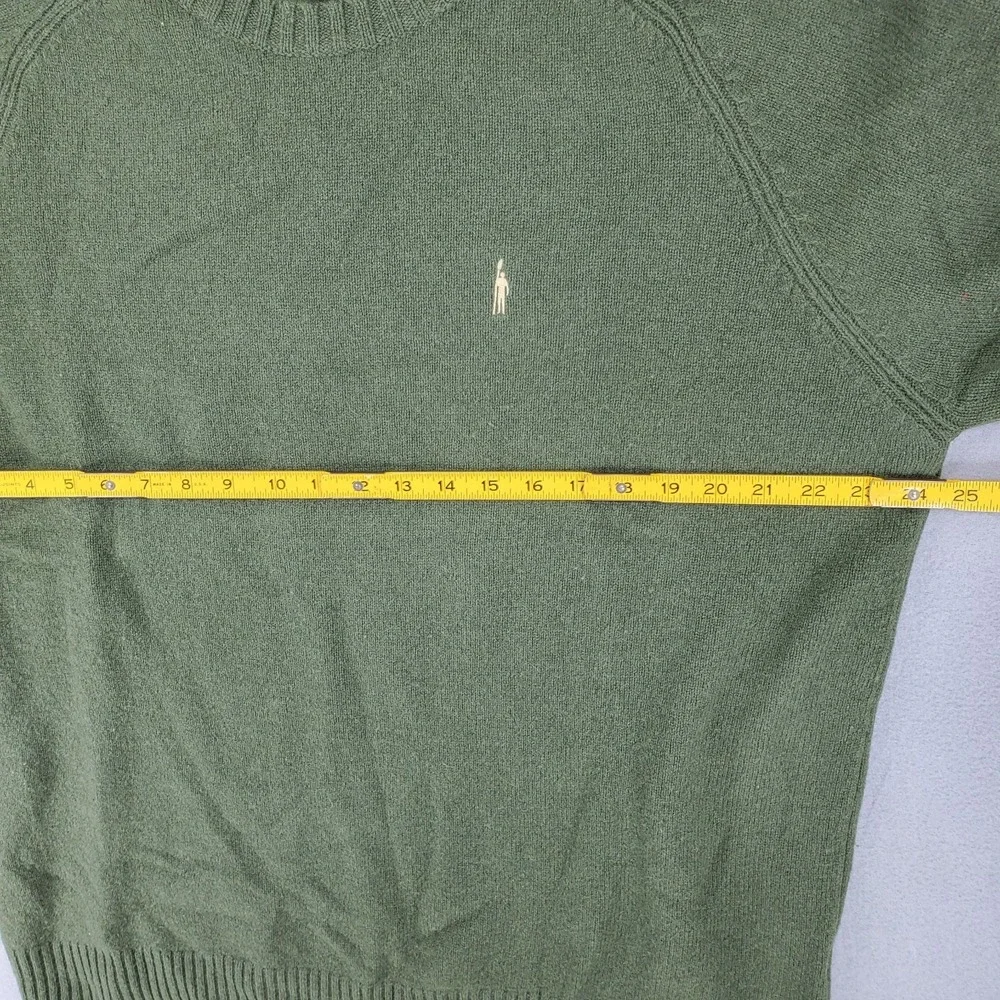 J Crew Vintage 90s Preppy Embroidered‎ Oarsman Logo Wool Sweater Size XL Green